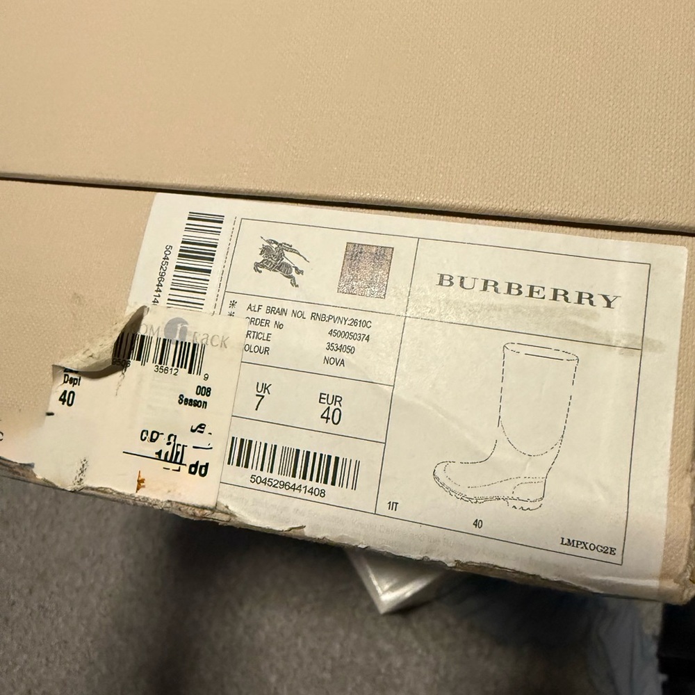Burberry Tan and Black Very pretty Patterned Women's Rain Boots - Picture 2 of 10